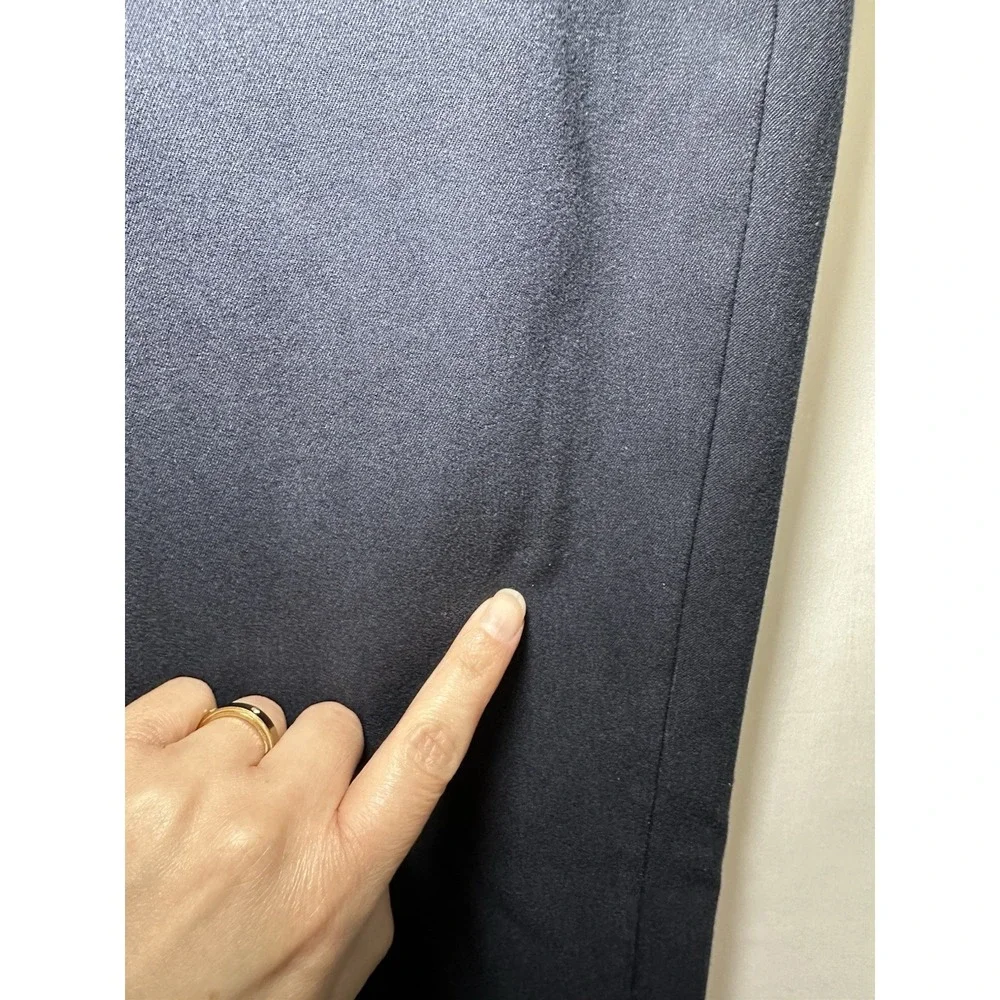 Tory Burch Women's 8 Navy Blue Ponte Skinny Pants‎ Side Zip Minimalist Luxe FLAW